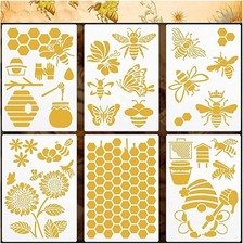 "6 Pcs Bee Stencils Honeycomb Bee Stencil for Wall Furniture Floor Crafts Home "