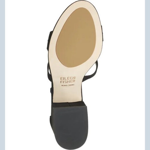 EILEEN FISHER ~ JAZZY Block Heel BLACK Nubuck Leather Sandal Sz 9 NEW - Picture 5 of 5