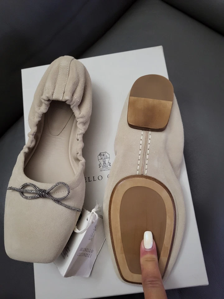 Zapatos planos/ballet beige gamuza mujer Brunello Cucinelli 995 $ talla: EE. UU. 7/37 UE Foto 3 de 4
