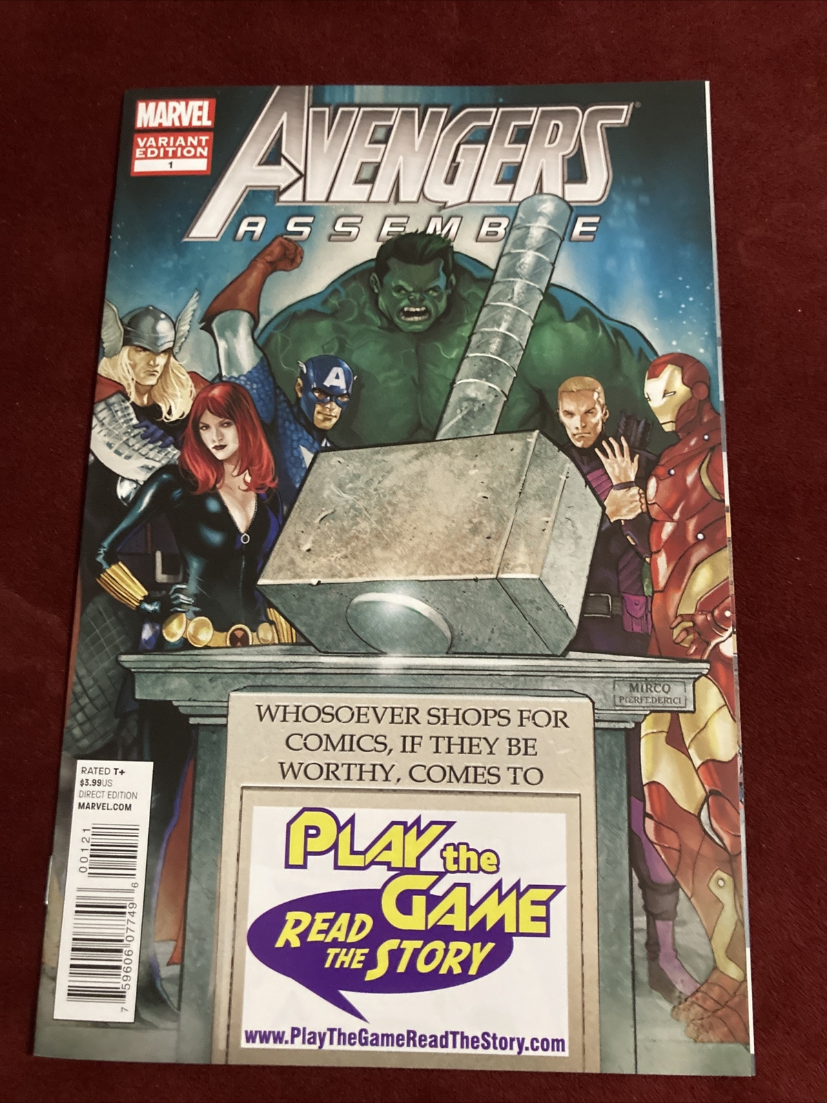 Avengers assemble 1 variant ptgrts play the game read story thor hulk iron  man | ebay