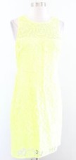 J Crew Collection Womens Neon Highlighter Yellow Floral Sheath Dress Size 6