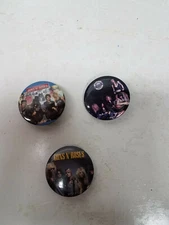 Set of FOUR APPROX 1.5" Guns n Roses pins buttons Axl Slash Duff rock metal