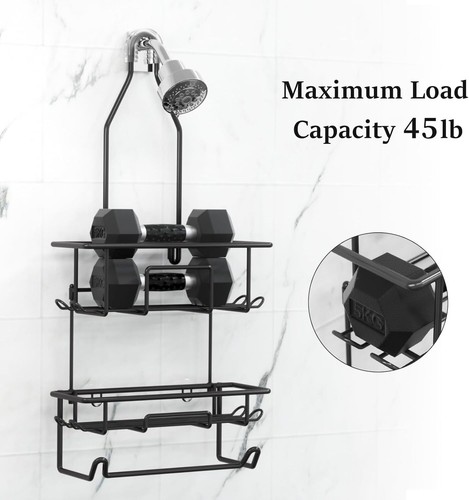 Shower Caddy Hanging over Shower Head with 10 Hooks for Razor Shampoo Holder - Picture 6 of 6