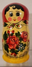7 Piece RUSSIAN Nesting Dolls Hand Painted Wood 6.75" H x 3.5" W