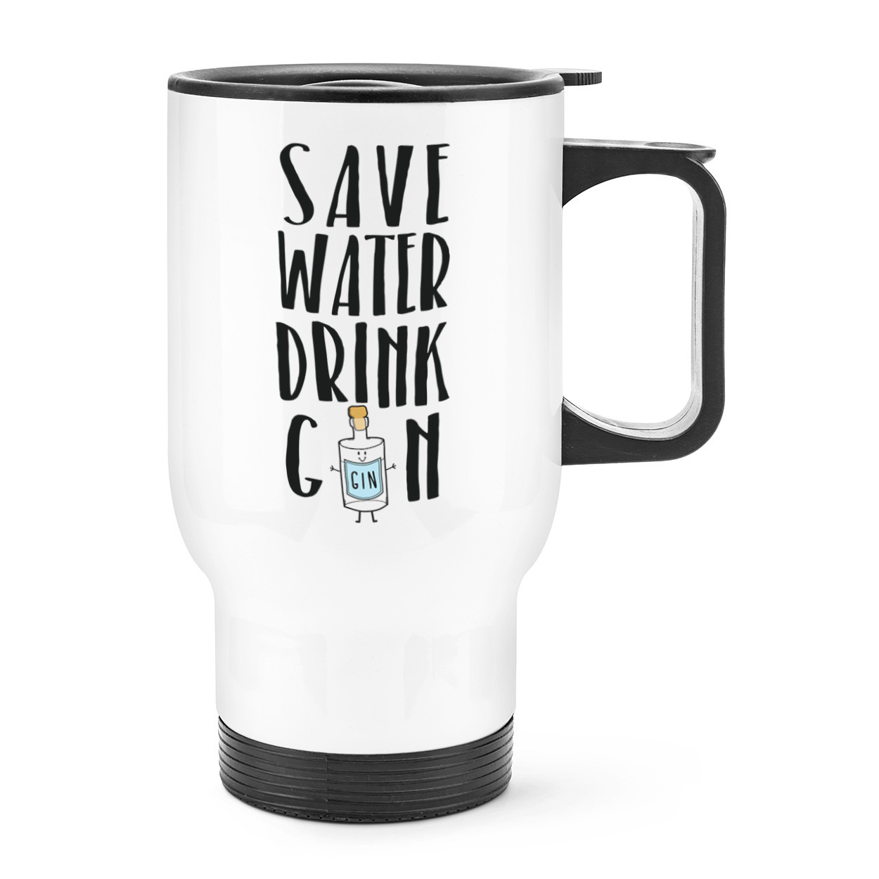 Save Water Drink Gin Travel Mug Cup With Handle - Funny Joke Thermal Flask