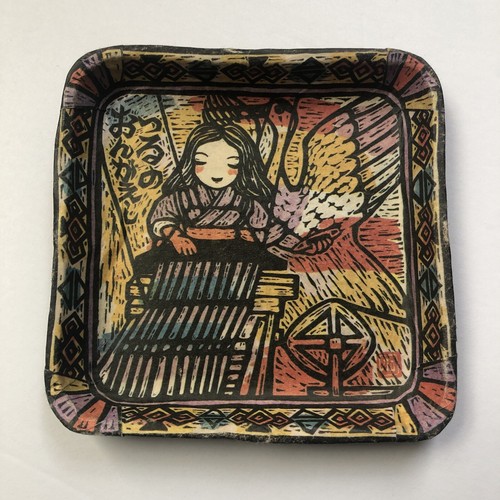 4 Japanese Japan Washi Paper Square Tray 5-1/4” - Picture 4 of 11