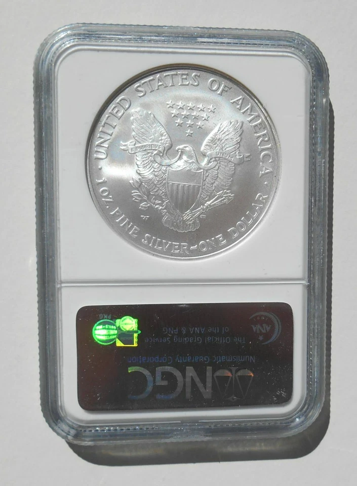 American Eagle 2007 W bruñido $1 plata NGC MS69 lanzamiento anticipado Foto 3 de 4