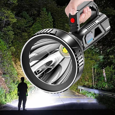 Bright LED Flashlight Searchlight USB Rechargeable Spotlight Camping Torch Light