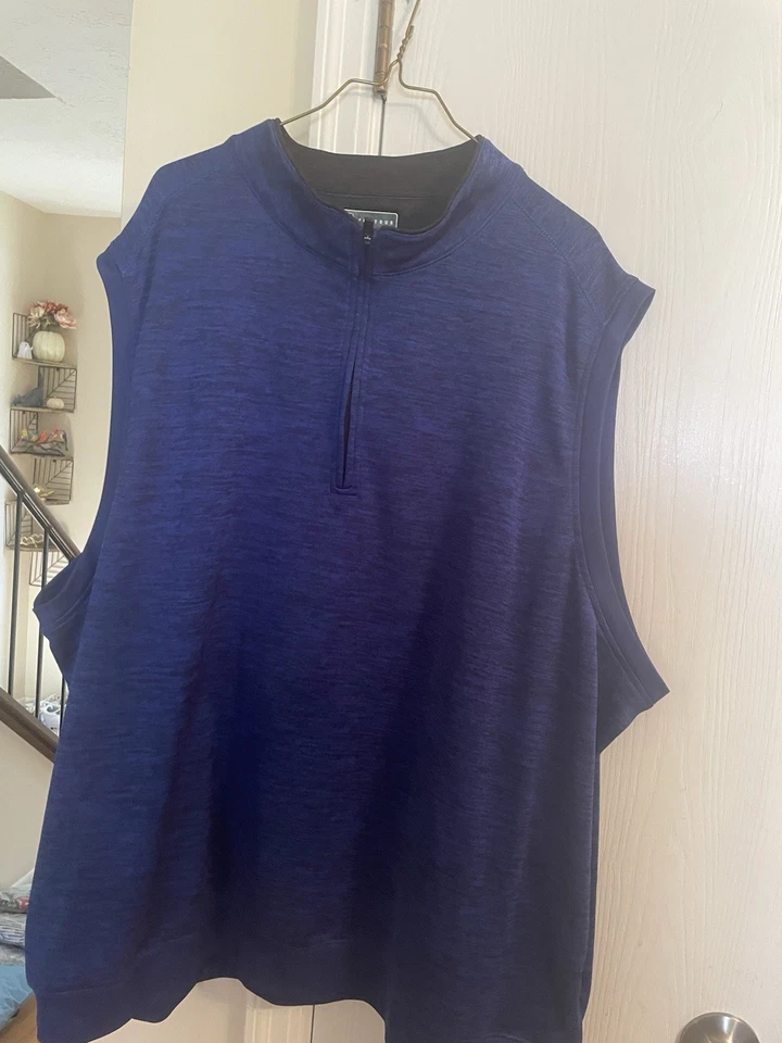 Chaleco de golf PGA Tour para hombre 1/4 cremallera informal pulóver azul jaspeado talla 3XL Foto 3 de 4