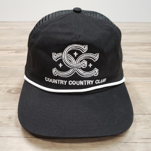 Country Country Club Hat Cap Snap Back Black Mesh Trucker Embroidered Mens