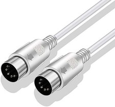 MIDI Cable 5 Pin DIN Male to DIN Male Connector Cable Plug Wire Cord White,5ft 