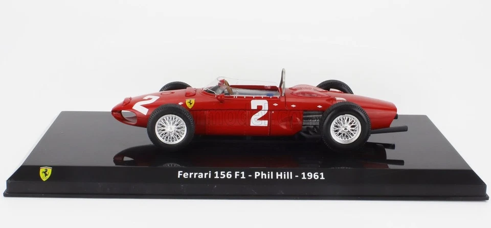 MODELLINO AUTO STATICO FERRARI F1 156 1961 PHIL HILL CON VETRINA SCALA 1:24 - Immagine 4 di 4