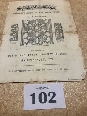 1882 Junge Damen Tagebuch Häkel/Haarnadel e.t.c