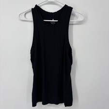 Free People Tank Top Womens Size Large Black Blissed Out Racerback Ribbed