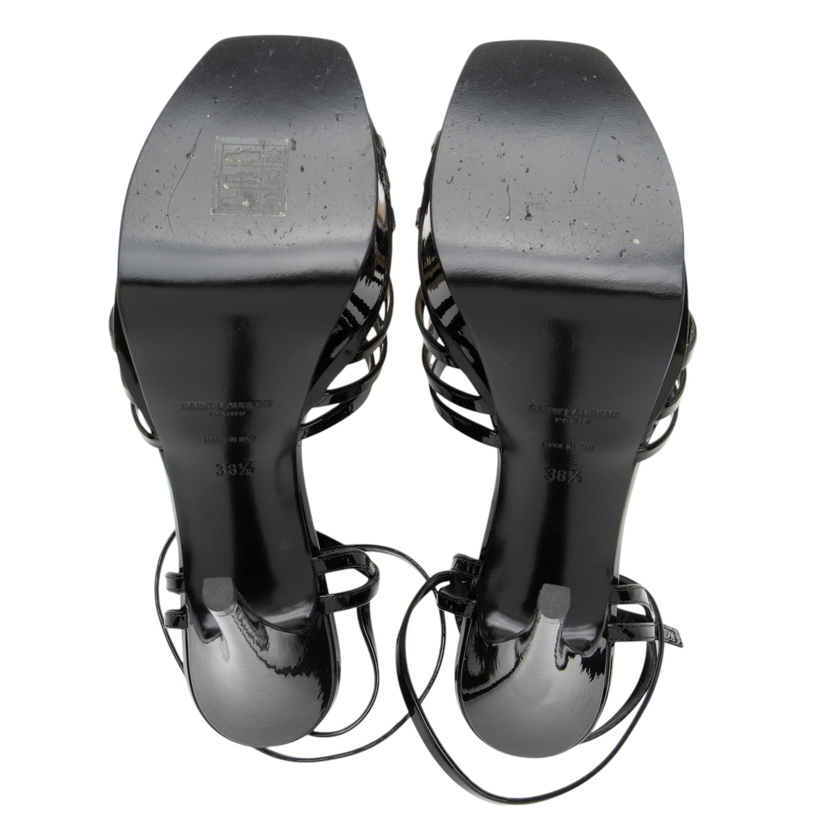 Sandali Saint Laurent in pelle verniciata con plateau incrociato incrociato taglia 8 5 38 5