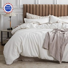Duvet Cover Queen 3 Piece Cotton Waffle Weave Coconut White Bedsure Size Bedding