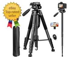 Tripod for Camera, 72" Tall Camera Tripod Monopod with Remote, Professional Heav