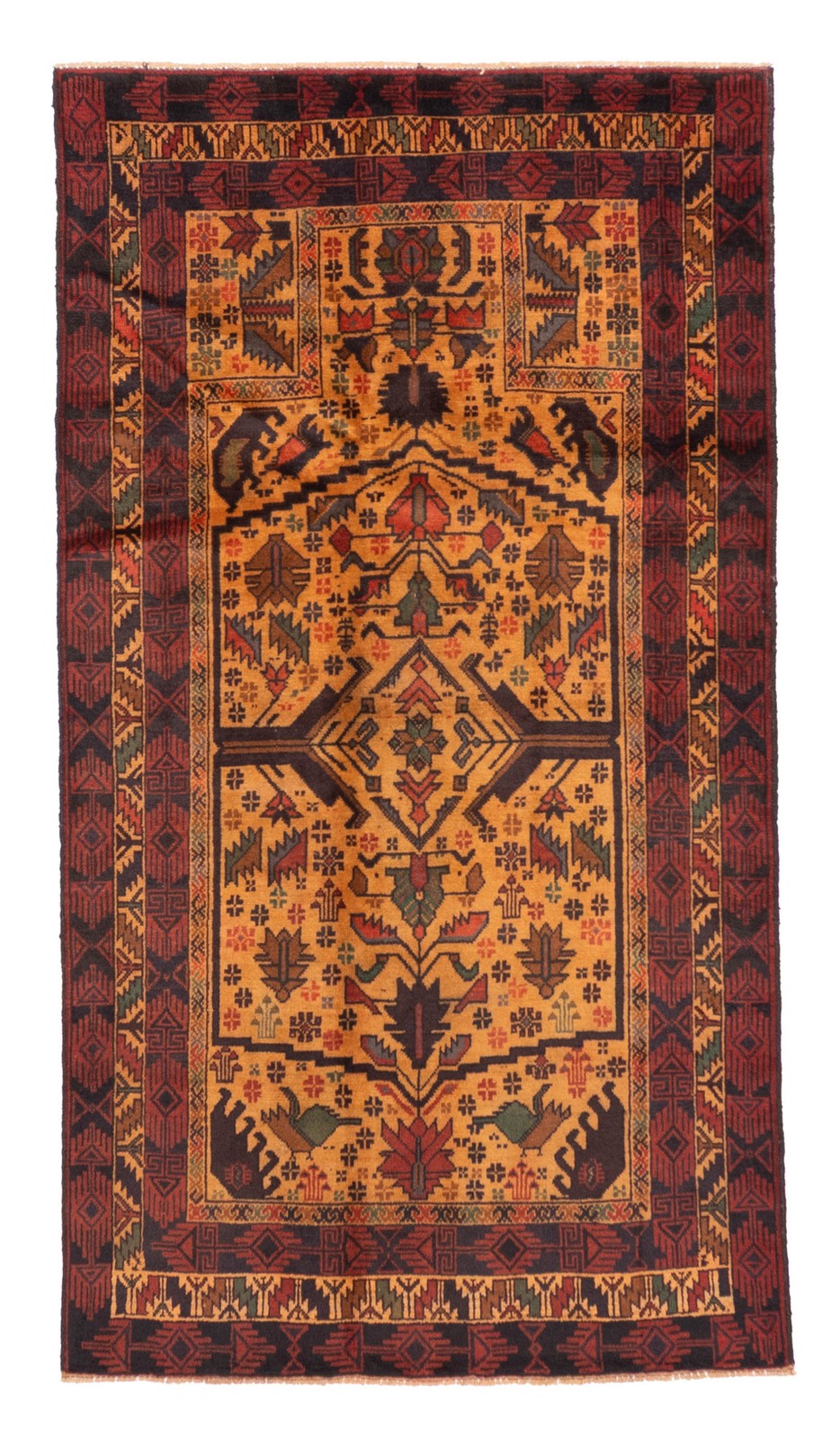 Traditional Vintage Hand-Knotted Oriental Carpet 3'4" x 6'0" Wool Area Rug