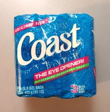 3 VTG 1998 Coast Bar Soap Original Scent Deodorant Regular Bath Size 5oz Each