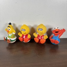 Lot of 4 Vintage 1993 Jim Henson Sesame Street Weeble Wobble Figure Set Bundle