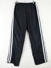 Nike Men's Medium Black Track Pants Snap-Side Striped Nylon - Worn / Hole