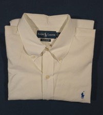 Ralph Lauren Shirt XL Classic Fit White Solid Short Sleeve Button Down Polo