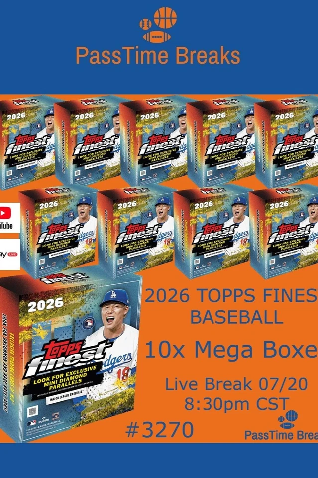 2026 TOPPS FINEST BASEBALL - 10x Mega Box - HALF CASE BREAK 3270