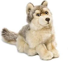 Little Silver Grey Wolf Lifelike Plush Beanbag Stuffed Animal Toy