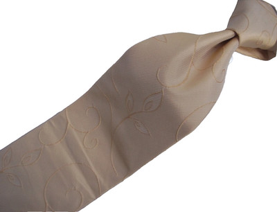 Gianfranco Ferre solid beige floral Italian woven silk tie L58'' x 3.75''W )