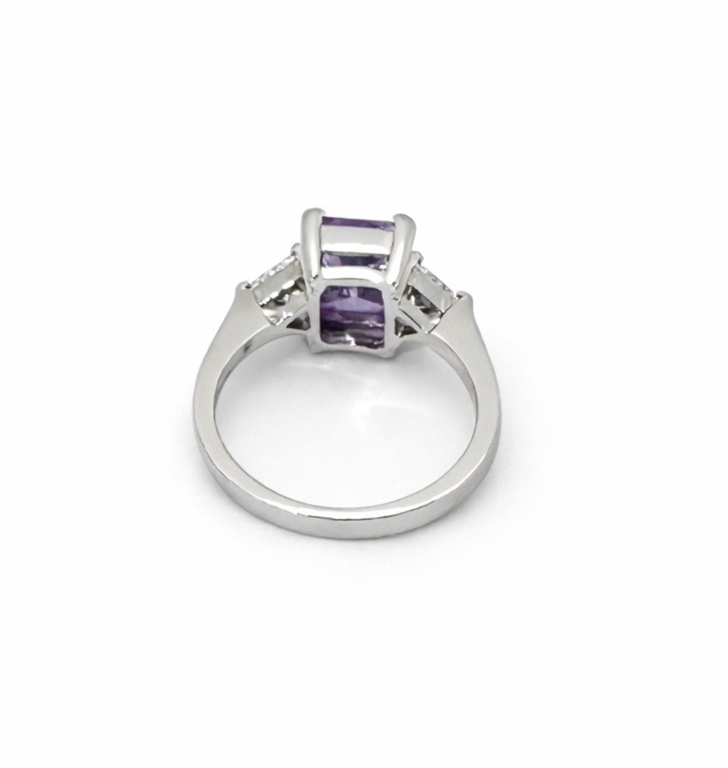 Sterling Silver 925 Rectangular Purple Clear CZ T… - image 3