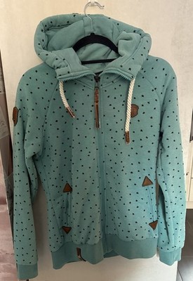 Naketano Damen Sweatjacke Größe L mit Kapuze Mint Mit Sternchen
