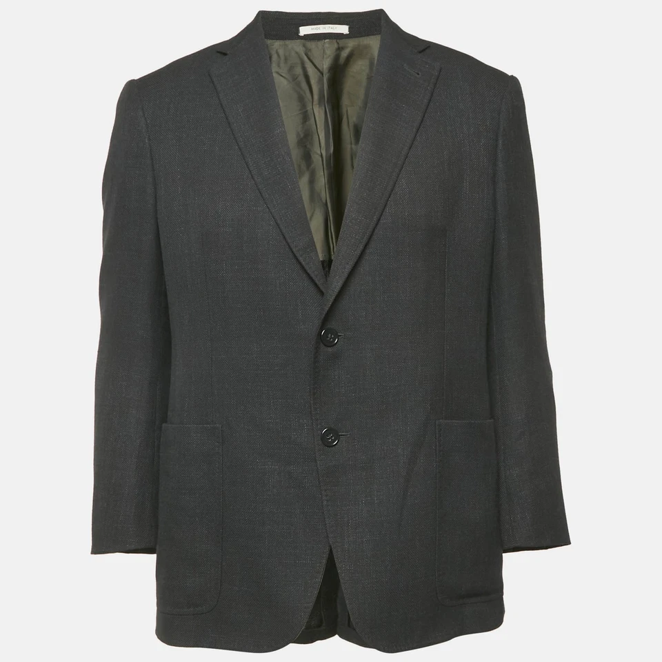 Blazer Armani Collezioni preto mistura de linho Sartorial Deco G