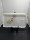 Vintage Fire-King Wheat Milk Glass Snack Tray Anchor Hocking w/ Handles  (UH)