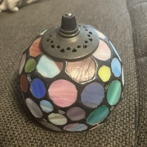 VTG Tiffany Style Stained Jeweled Spot Bohoglass Lampshade/hanging Globe 6”