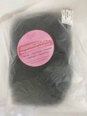 QVR- Queen Virgin Remy Afro Kinky Bulk Natural 16  Human Hair