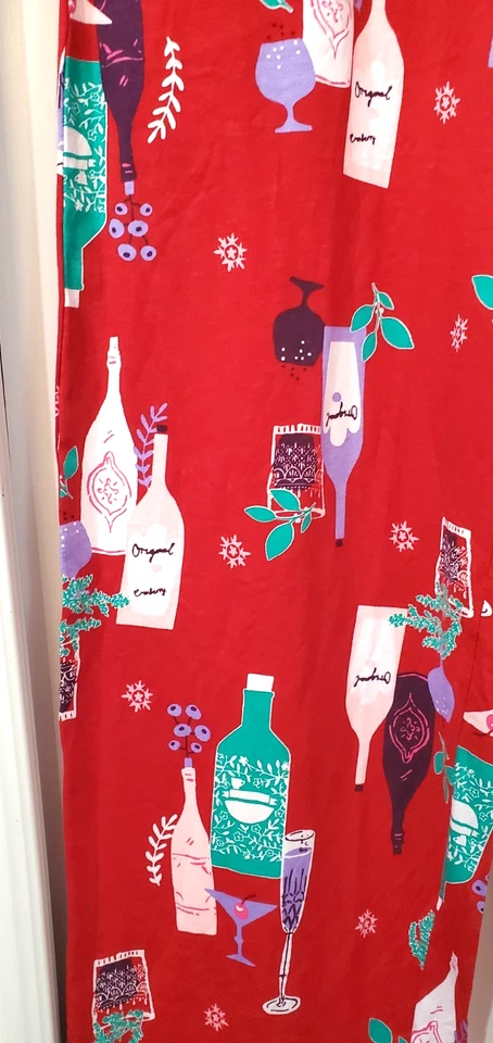 Pantalones de pijama para mujer Hue de invierno cócteles tiro medio rojos talla grande Foto 2 de 4