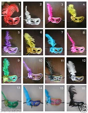 15XRose Venetian Costume Masquerade Cosplay Fancy Ball Party Mask with feather 