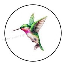 30 WATERCOLOR HUMMINGBIRD ENVELOPE SEALS LABELS STICKERS PARTY FAVORS 1.5" ROUND
