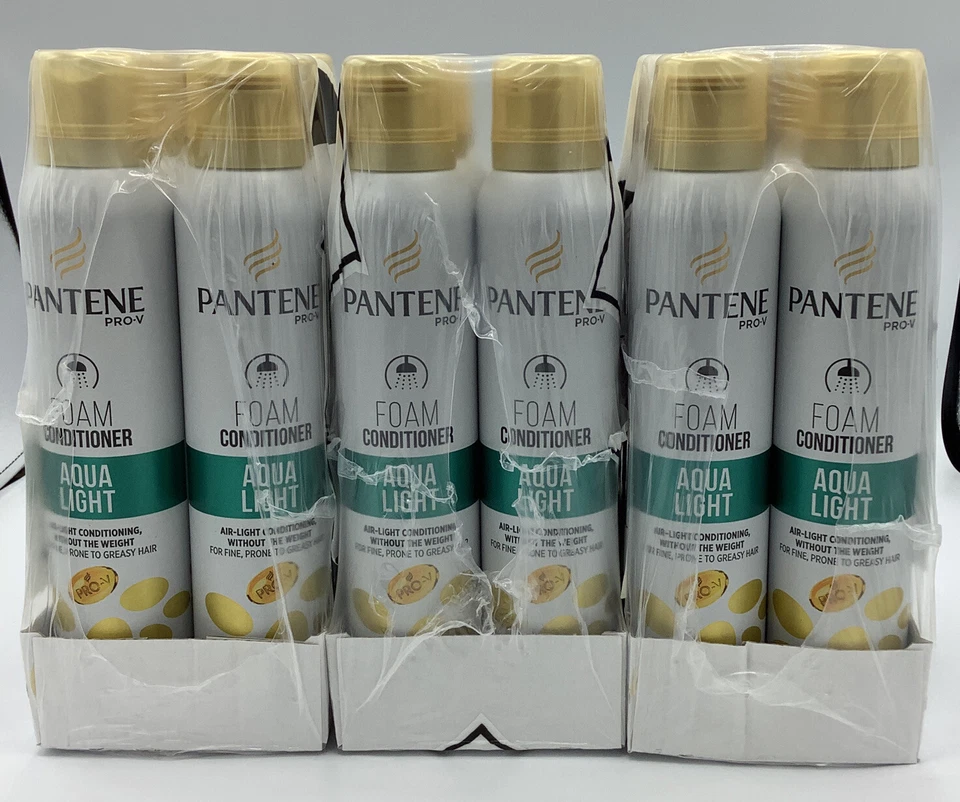 Lote De 18 Pantene Pro-v Espuma Acondicionador Aqua Light para Cabello Fino 180ml (6oz) Foto 2 de 4
