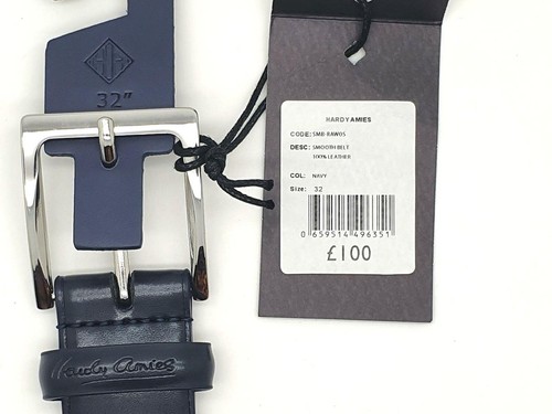 New Hardy Amies Premium Quality Leather Belt RRP£100 W32" Savile Row London Blue - Picture 2 of 8
