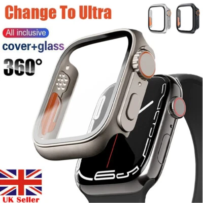 For Apple Watch Series 9 8 7 6 5 4 SE 45/44mm Change to Ultra Case iWatch Cover