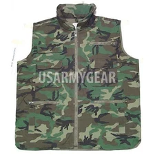 New Military Army Outdoor Woodland Camouflage Multi Pocket Ranger Collar Vest L