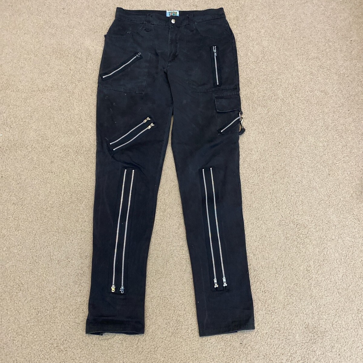 TRIPP nyc ヴィンテージ Vintage Tripp NYC Black Skinny Zipper Pants Size 29 Made In