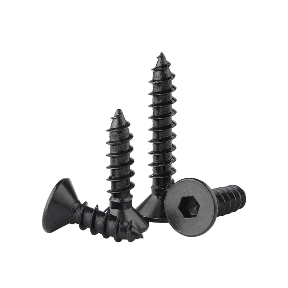 Hex Socket Countersunk Flat Head Self Tapping Screws Black 8.8 Steel M3 M4 M5 M6