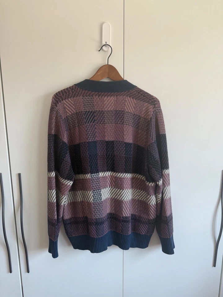 Men’s Corridor Plaid Blow Up Cardigan in Blue/Pink/White Size Medium - Image 2 of 4