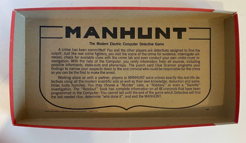 1972 Manhunt The Electric Computer Detective Crime Board Game Vintage incomplete - Picture 2 of 9