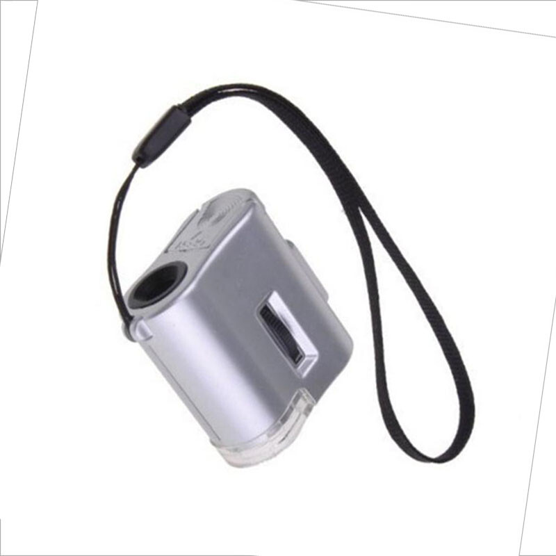60x Mini LED UV lighted Portable Pocket Microscope Loupe