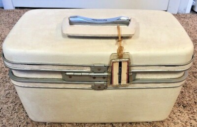 Vtg TRAIN MAKEUP CASE SAMSONITE SILHOUETTE White LUGGAGE TRAVEL