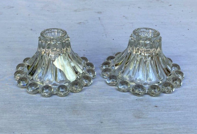 SET OF 10 ANCHOR HOCKING BOOPIE BERWICK CANDLE HOLDERS CANDLEWICK STYLE- NEW!!
