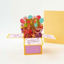 Happy 50th Birthday Surprise Box - Pop Up Birthday Greeting Card with Envelope